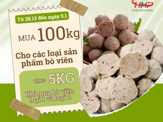 Khuyến Mãi Bò Viên Khi Mua 100kg Tặng 5kg